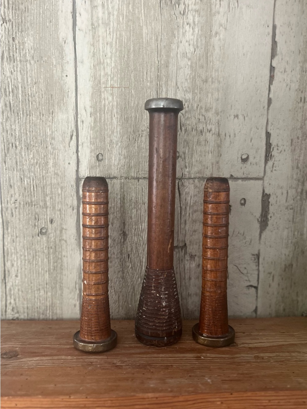 Vintage Wooden Bobbins used as Candle Holders